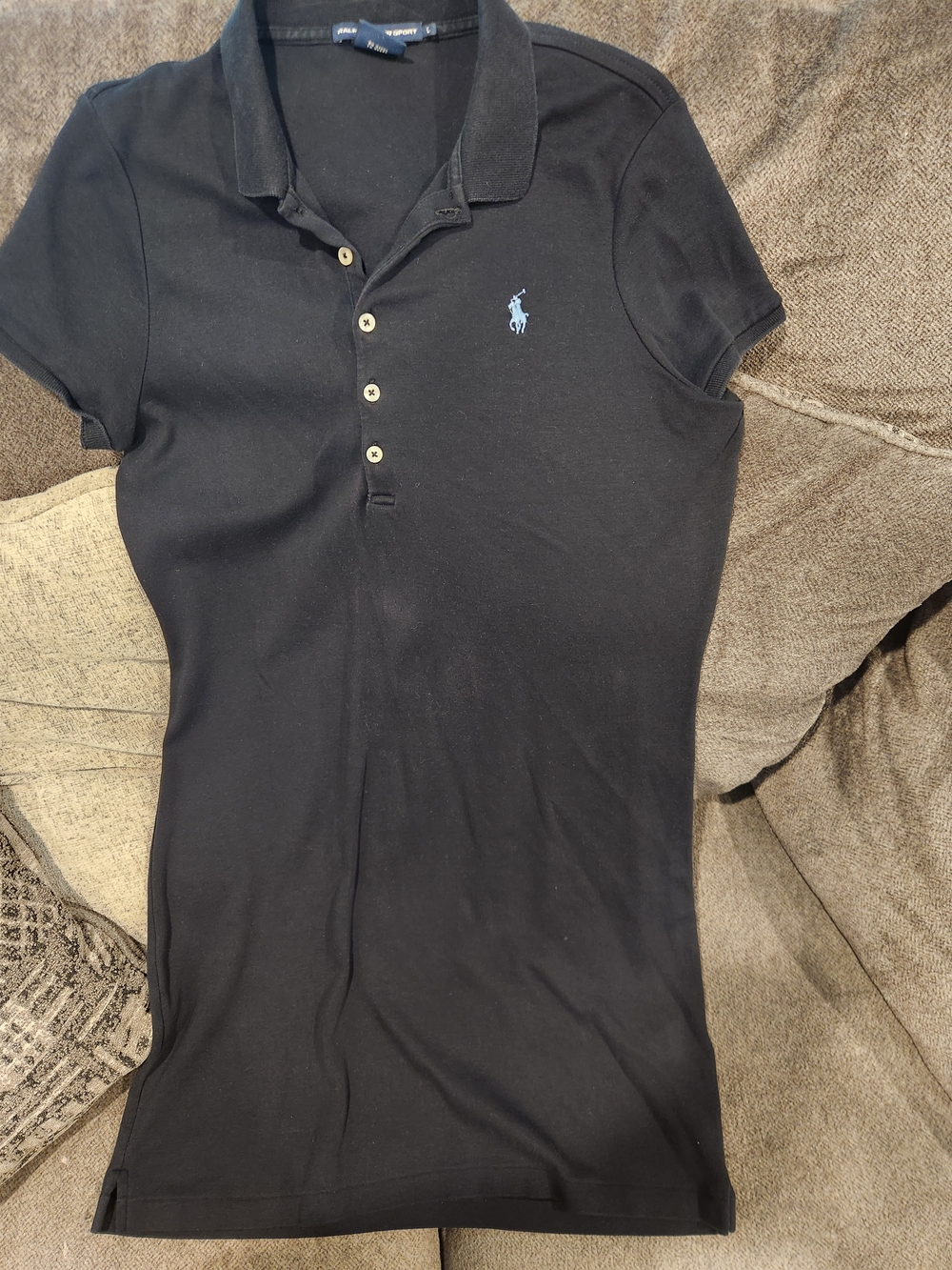 Ralph Lauren Black Midi Polo Dress with Light Blue Pony